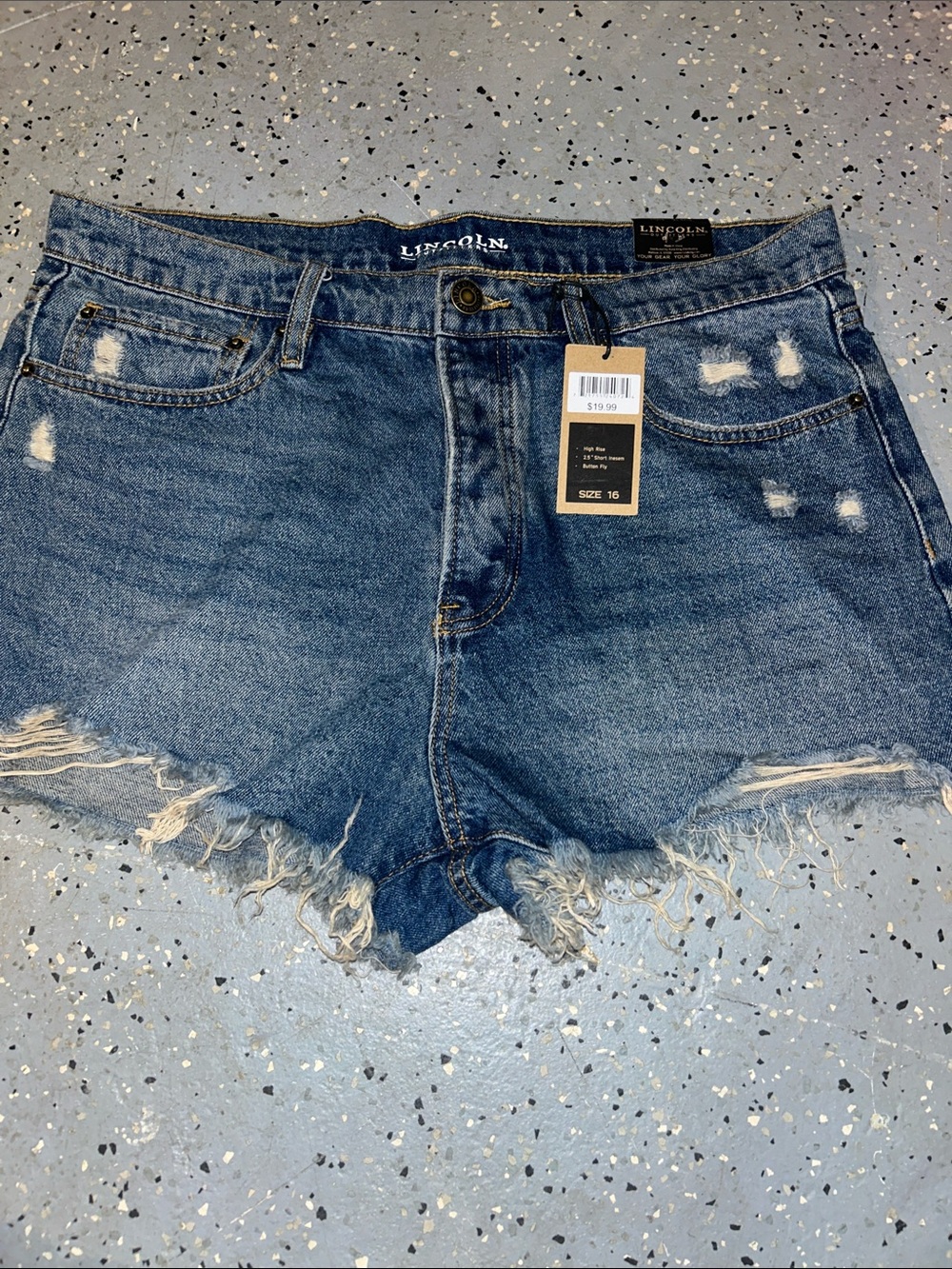 Lincoln Women's Distressed Mid-Rise Denim Shorts - Blue